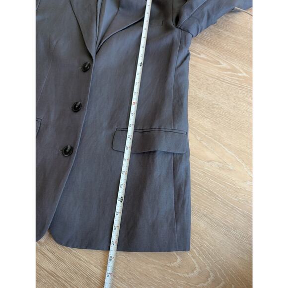 & Other Stories Greyish Blue Relaxed Single-Breasted Silk Linen Blazer, size 2 - Picture 10 of 12